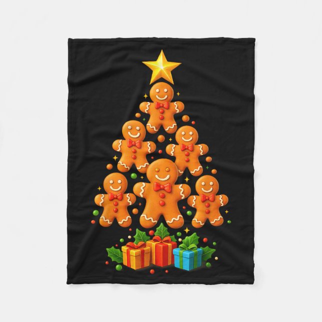 Cute Gingerbread Christmas Tree Holiday Funny Xmas Fleecedecke (Vorderseite)