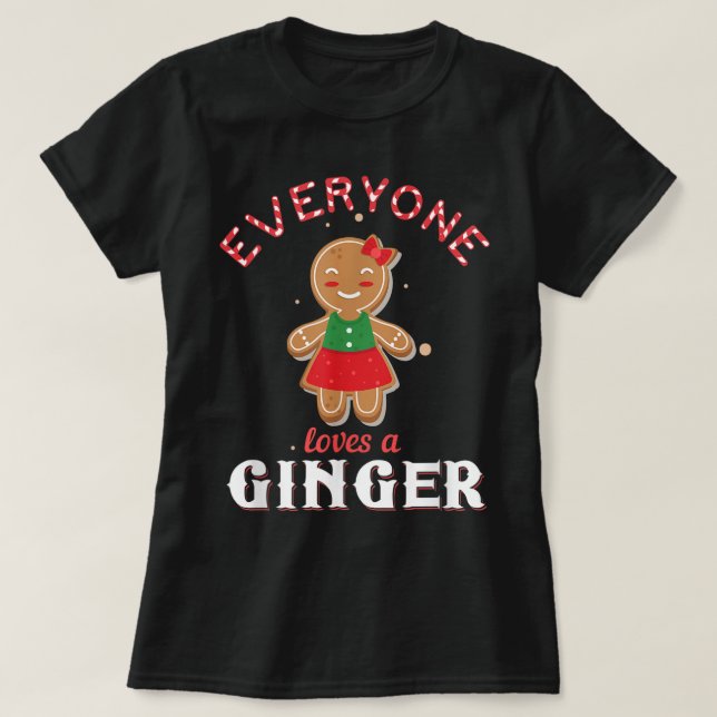 Cute Gingerbread Girl Christmas Design T-Shirt (Design vorne)