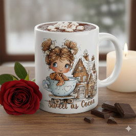 Cute Gingerbread Girl in Teacup Christmas  Zweifarbige Tasse