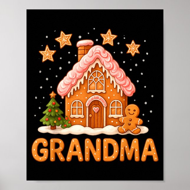Cute Gingerbread Grandma Merry Christmas Funny  Poster (Vorne)