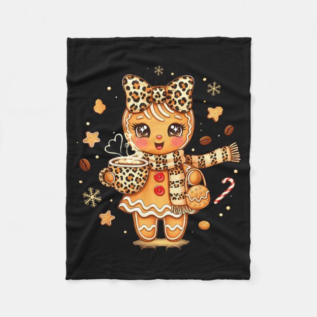 Cute Gingerbread Leopard Christmas Xmas Girl Women Fleecedecke (Vorderseite)