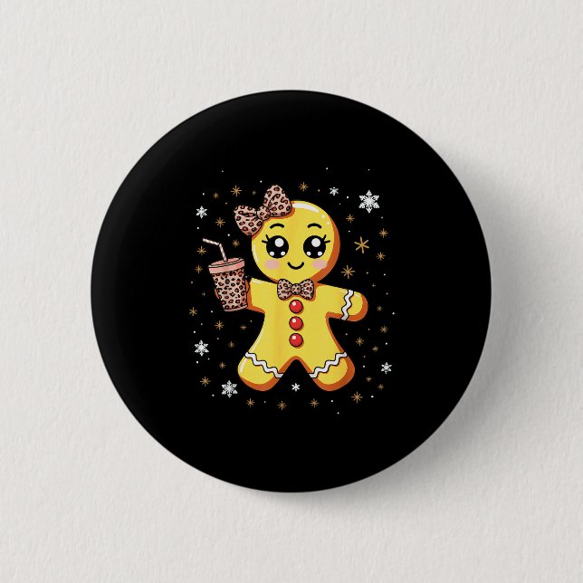 Cute Gingerbread Leopard Coquette Christmas  Button (Vorderseite)