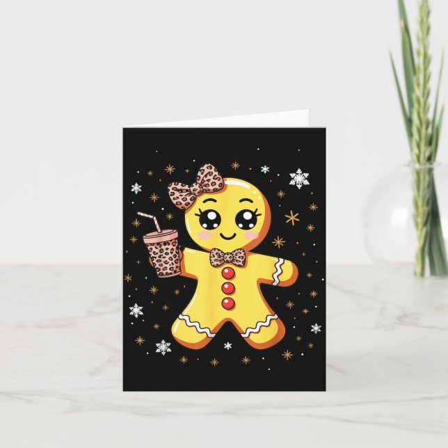 Cute Gingerbread Leopard Coquette Christmas  Karte (Vorderseite)