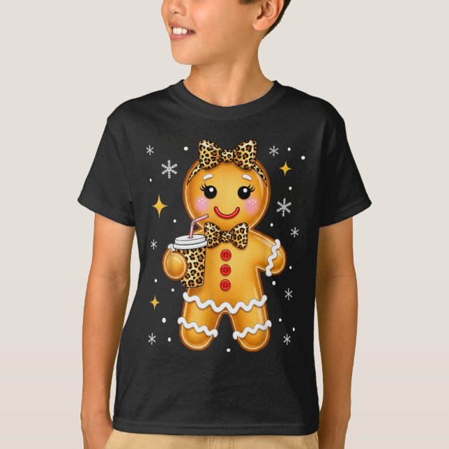 Cute Gingerbread Leopard Coquette Christmas Xmas G T-Shirt (Vorderseite)