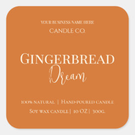 Cute Gingerbread Man Christmas Candle Label Quadratischer Aufkleber