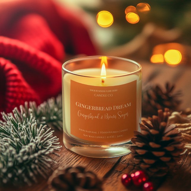 Cute Gingerbread Man Christmas Candle Label Quadratischer Aufkleber (Von Creator hochgeladen)