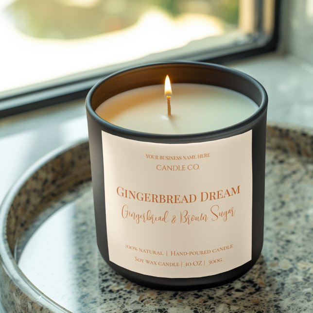 Cute Gingerbread Man Christmas Candle Label Quadratischer Aufkleber (Von Creator hochgeladen)