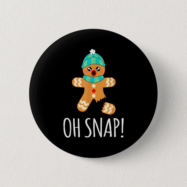 Cute Gingerbread Man Funny Christmas Oh Snap  Button (Vorderseite)
