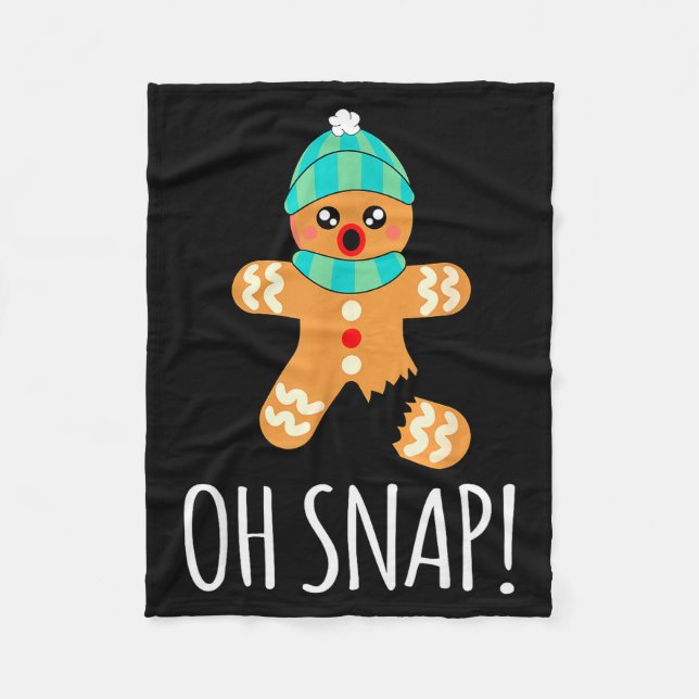 Cute Gingerbread Man Funny Christmas Oh Snap  Fleecedecke (Vorderseite)