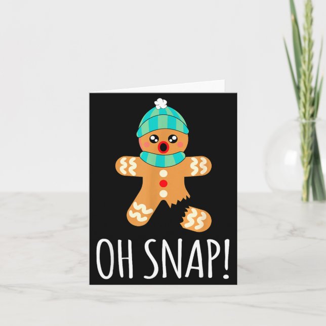 Cute Gingerbread Man Funny Christmas Oh Snap  Karte (Vorderseite)