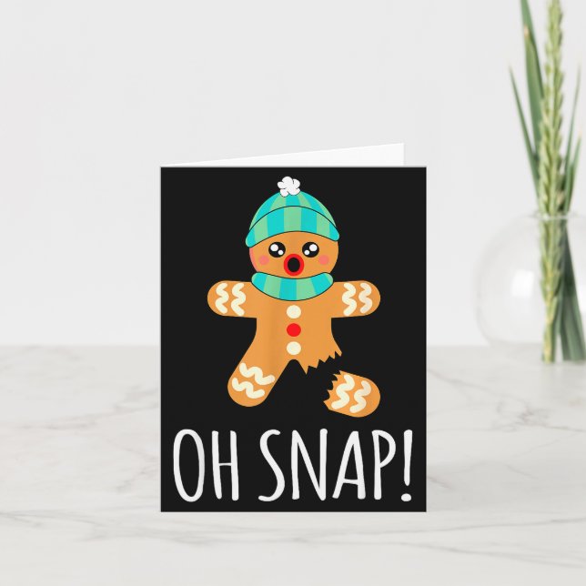 Cute Gingerbread Man Funny Christmas Oh Snap  Karte (Vorderseite)