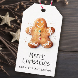 Cute gingerbread man Merry Christmas family name Geschenkanhänger