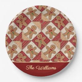 Cute Gingerbread Man Patchwork Pattern Style Pappteller