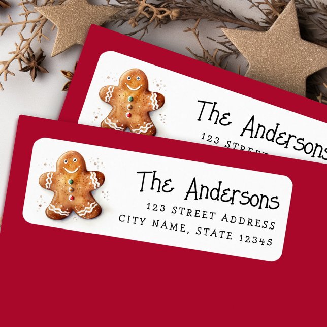 Cute gingerbread man return address (Cute dopey gingerbread man return address label)