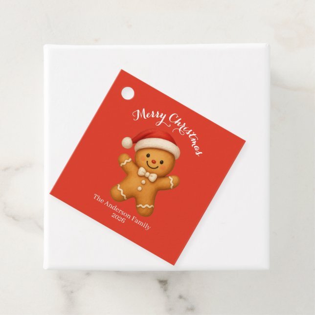 Cute Gingerbread Man with Santa Hat -  Geschenkanhänger (Beispiel)