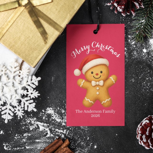 Cute Gingerbread Man with Santa Hat -  Geschenkanhänger (Von Creator hochgeladen)