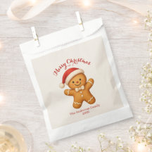 Cute Gingerbread Man with Santa Hat -