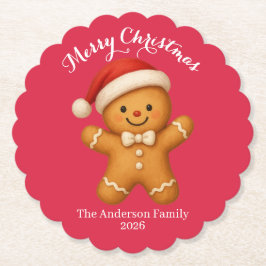 Cute Gingerbread Man with Santa Hat -  Untersetzer