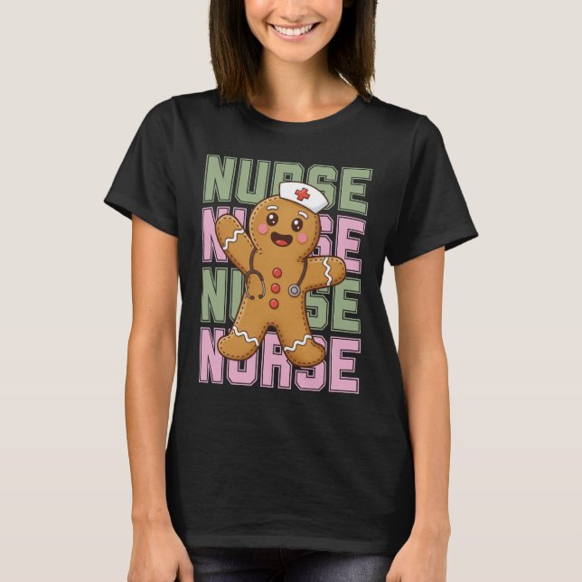 Cute Gingerbread Nurse Christmas Shirt (Vorderseite)