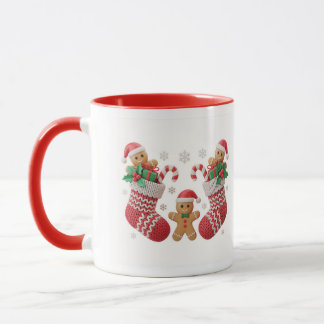 Cute Gingerbread Stocking Mug Wrap Tasse