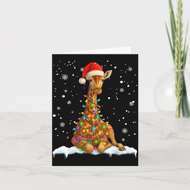 Cute Giraffe Christmas Light Funny Giraffe Lover X Karte (Vorderseite)