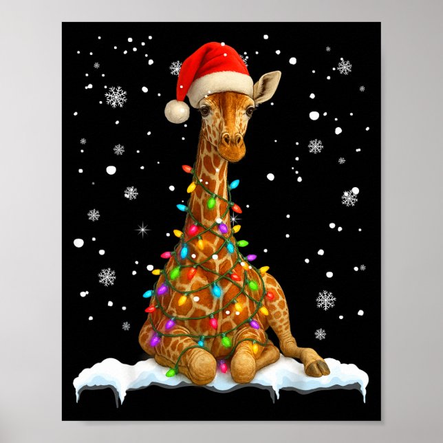 Cute Giraffe Christmas Light Funny Giraffe Lover X Poster (Vorne)