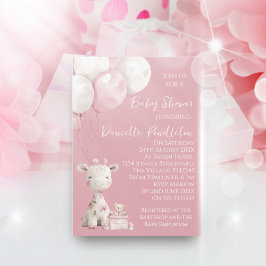 Cute Giraffe Girl Baby Shower Invitation Einladung