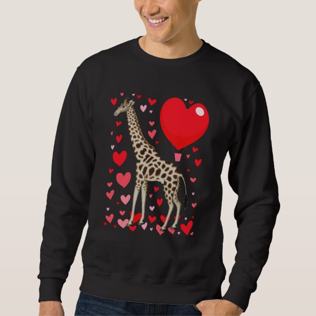 Cute Giraffe Heart Tall Couples Valentine Zoo Anim Sweatshirt (Vorderseite)
