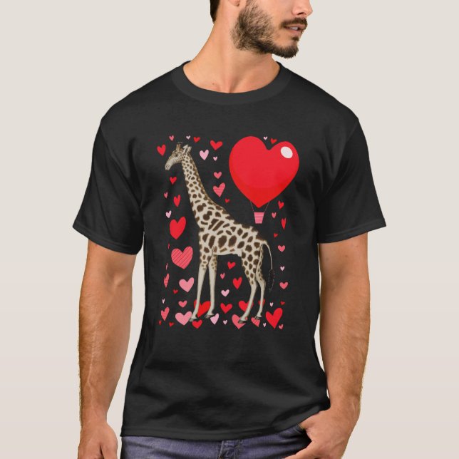 Cute Giraffe Heart Tall Couples Valentine Zoo Anim T-Shirt (Vorderseite)