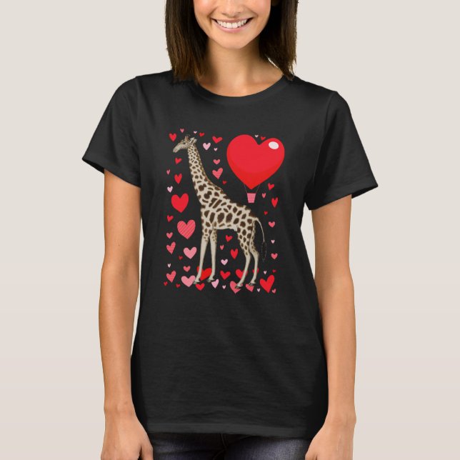 Cute Giraffe Heart Tall Couples Valentine Zoo Anim T-Shirt (Vorderseite)