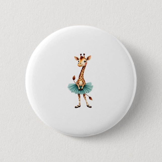 Cute giraffe in a tutu dancing as a ballerina, gif button (Vorderseite)