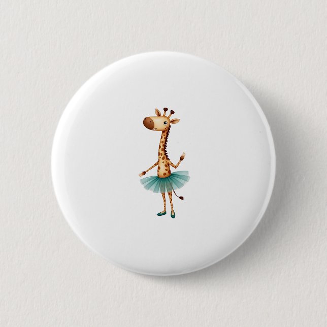 Cute giraffe in a tutu dancing as a ballerina, gif button (Vorderseite)