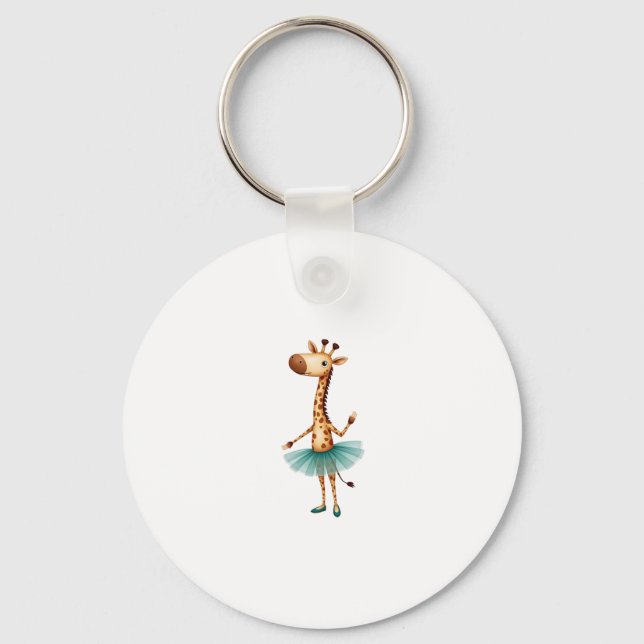 Cute giraffe in a tutu dancing as a ballerina, gif schlüsselanhänger (Vorderseite)