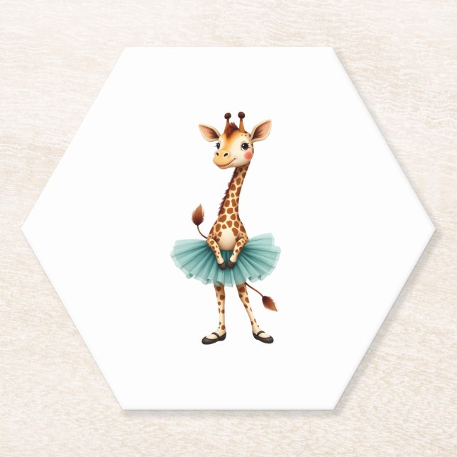 Cute giraffe in a tutu dancing as a ballerina, gif untersetzer (Vorderseite)