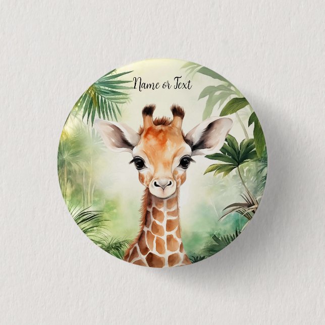 Cute Giraffe Jungle Baby Shower Party Beautiful Button (Vorderseite)