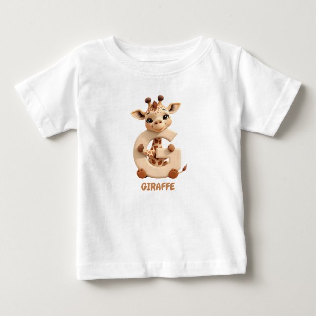 Cute Giraffe Letter G Kids T-Shirt | Animal Alphab (Vorderseite)