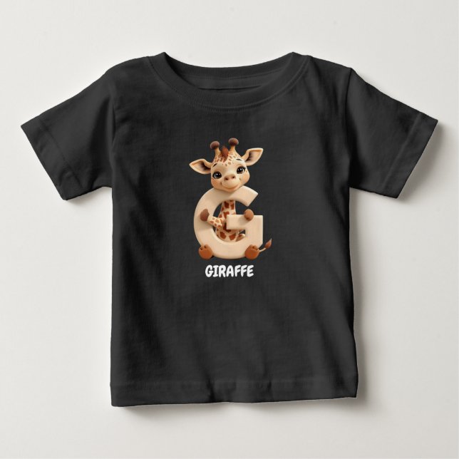 Cute Giraffe Letter G Kids T-Shirt | Animal Alphab (Vorderseite)