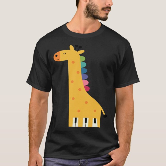 Cute Giraffe Piano Music T-Shirt (Vorderseite)