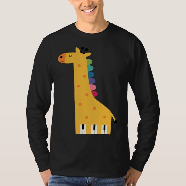 Cute Giraffe Piano Music T-Shirt (Vorderseite)
