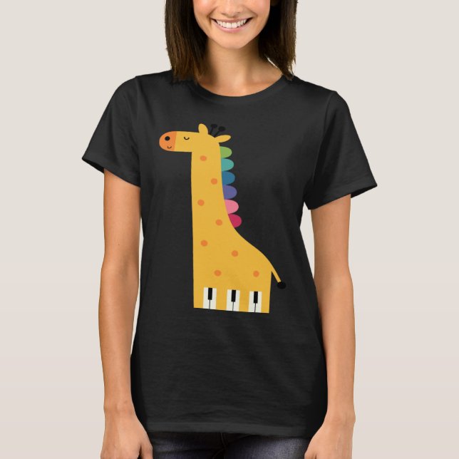 Cute Giraffe Piano Music T-Shirt (Vorderseite)