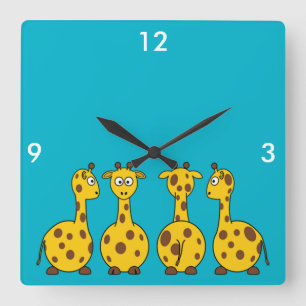 Cute Giraffe, Wild Animal Quadratische Wanduhr