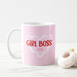 Cute Girl Boss Pink and Red Custom Name Year Kaffeetasse