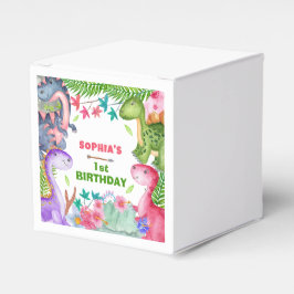 Cute Girl Dinosaur 1st Birthday Favor Box Geschenkschachtel