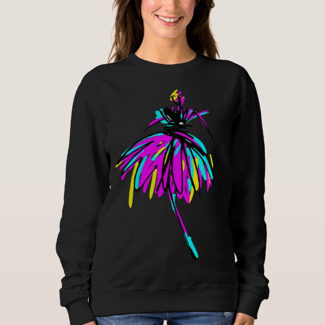 Cute Girl Dress Unique Hand Drawn  Women Graphics Sweatshirt (Vorderseite)