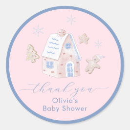 Cute Girl Gingerbread Village Baby Shower Runder Aufkleber