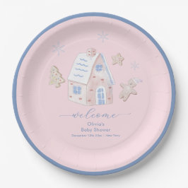 Cute Girl Gingerbread Village Baby Shower Welcome Pappteller