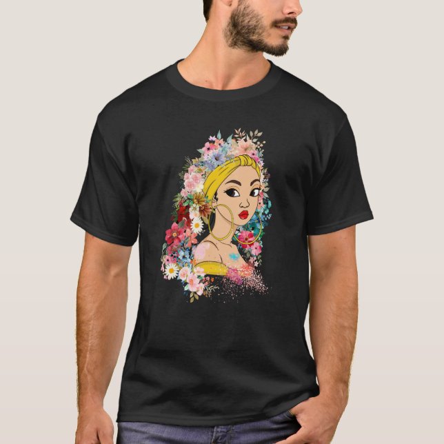 Cute Girl Hair Natural Cute Women Flower Hair Moth T-Shirt (Vorderseite)