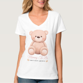 Cute Girl Orange Teddy Bear Mommy To BeBaby Shower T-Shirt