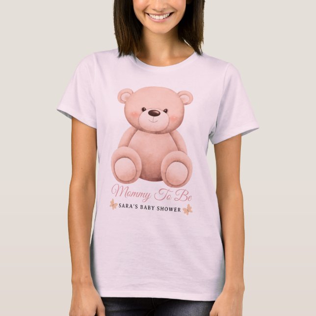Cute Girl Orange Teddy Bear Mommy To BeBaby Shower T-Shirt (Vorderseite)