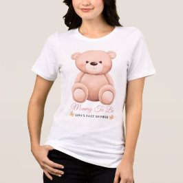 Cute Girl Orange Teddy Bear Mommy To BeBaby Shower Tri-Blend Shirt